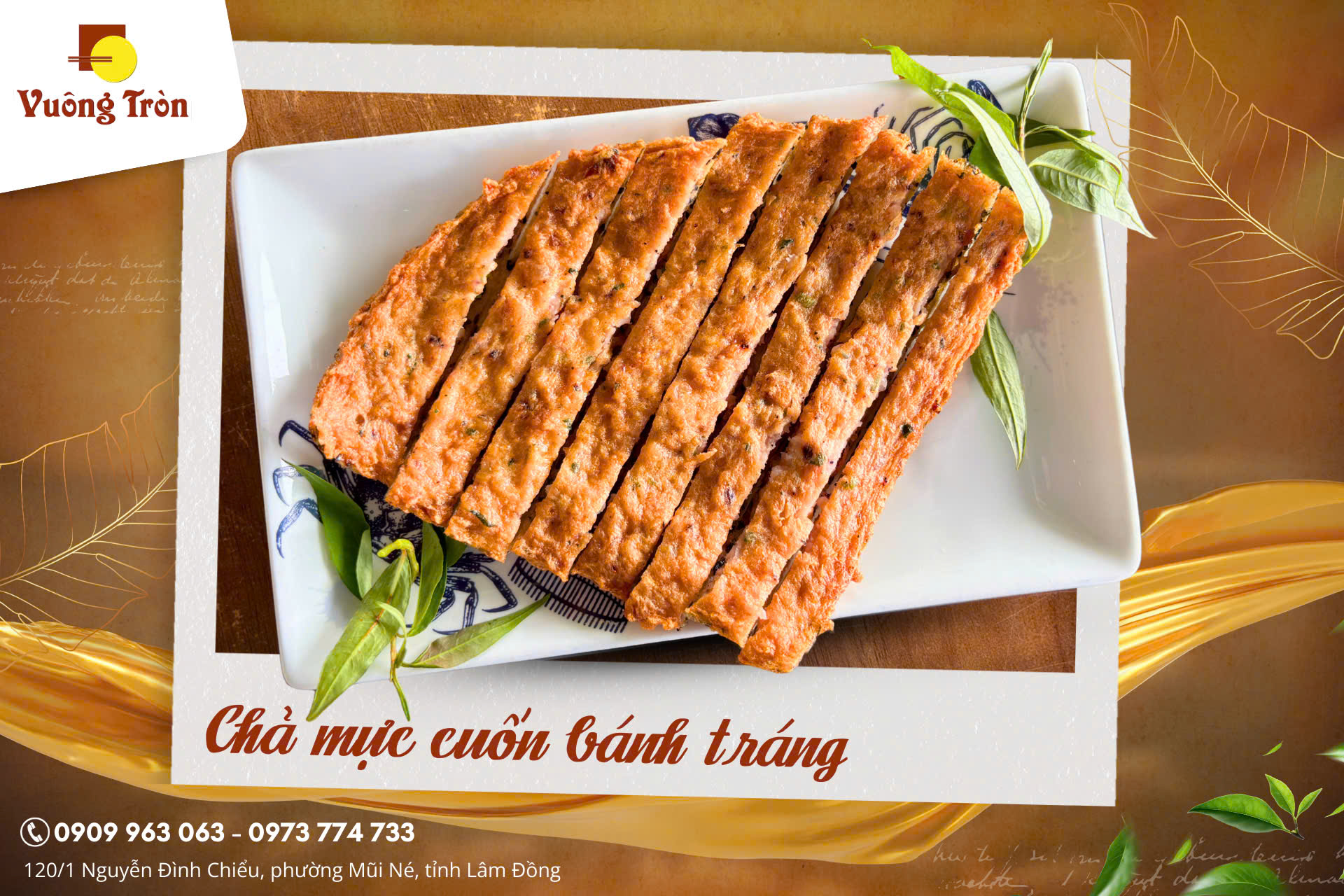 Chả mực cuốn bánh tráng tại hải sản cơm niêu Mũi Né – Món ngon đậm vị biển